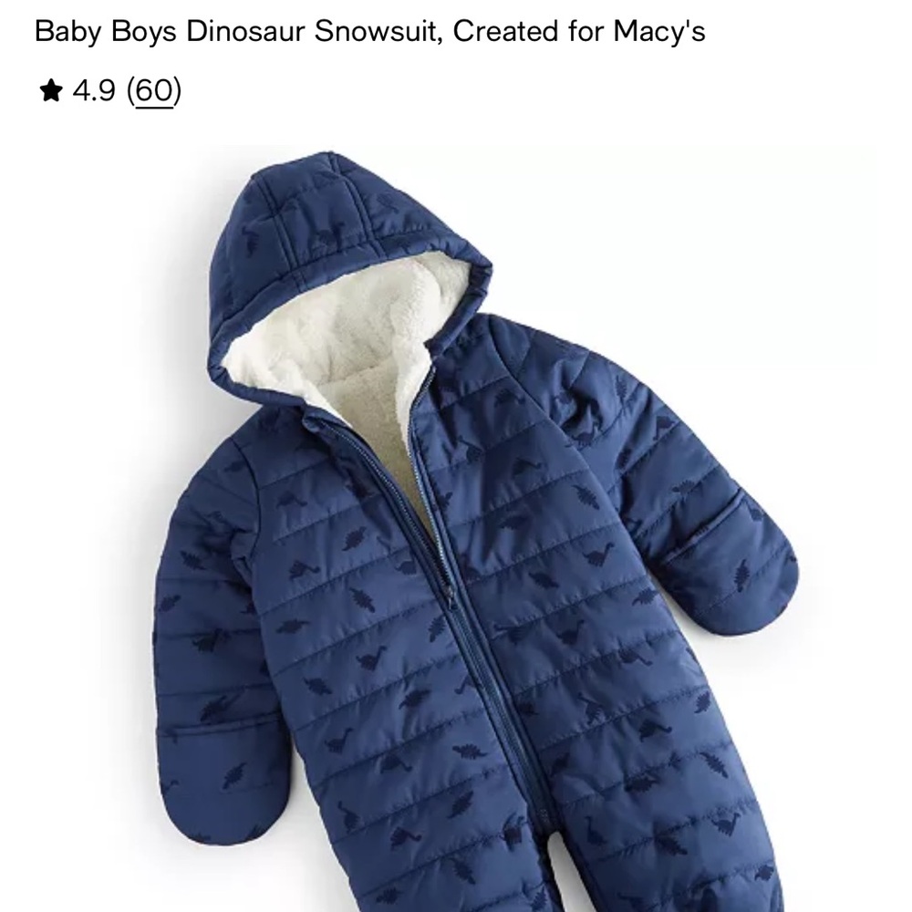 First Impressions Blue Dinosaur Snowsuit